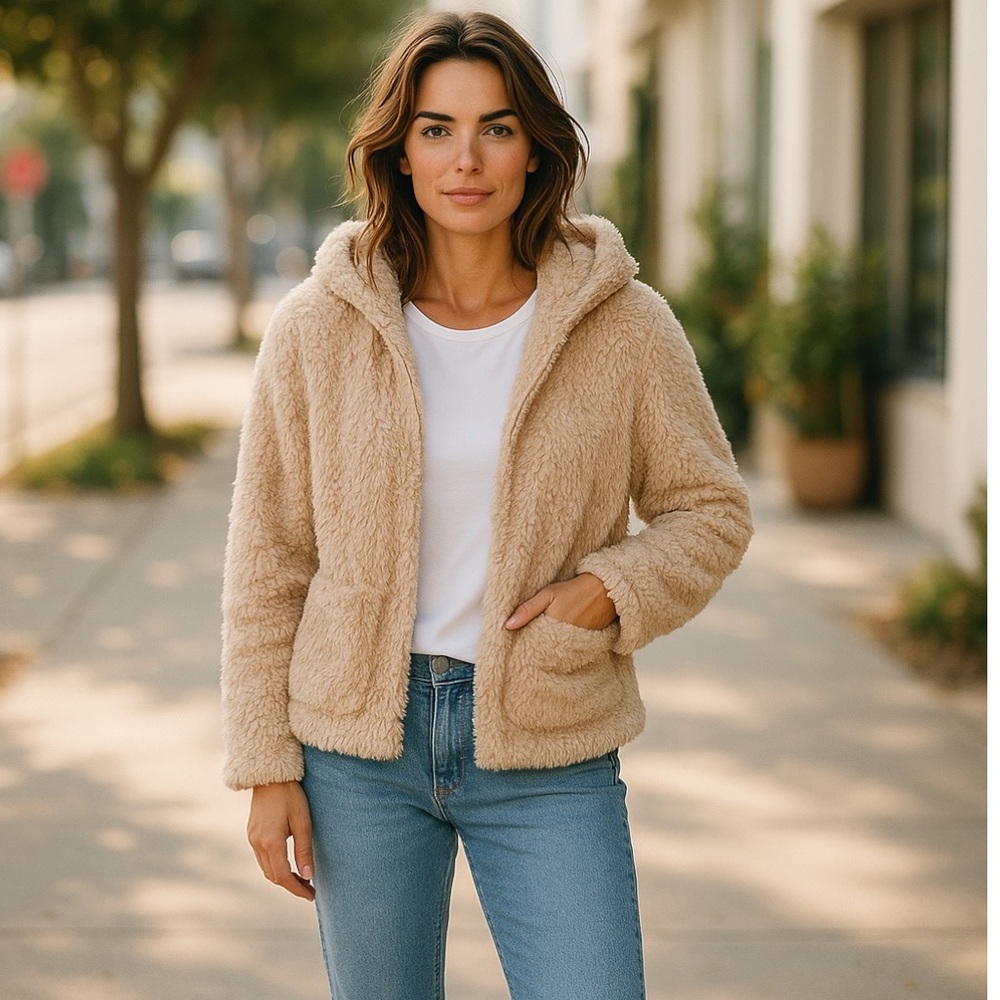 Love Tree Faux Fur Jacket in Cream - Picture 5 of 6